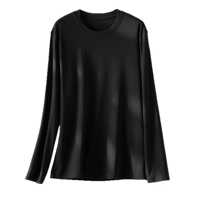 Damen Langärmeliges Feines Modal-Basicshirt mit Rundhalsausschnitt Drune