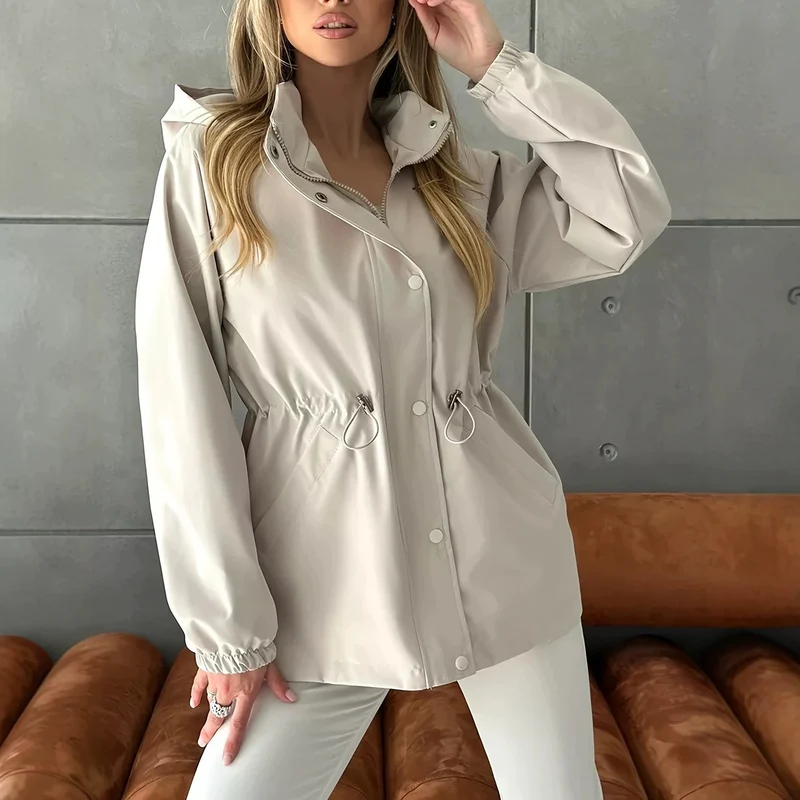Damen Kapuzen-Parka mit Taillenzug und windabweisender Außenhülle Drune