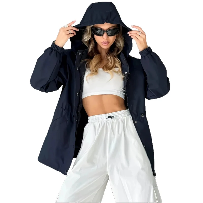 Damen Kapuzen-Parka mit Taillenzug und windabweisender Außenhülle Drune