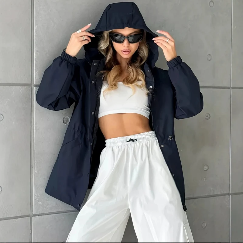 Damen Kapuzen-Parka mit Taillenzug und windabweisender Außenhülle Drune