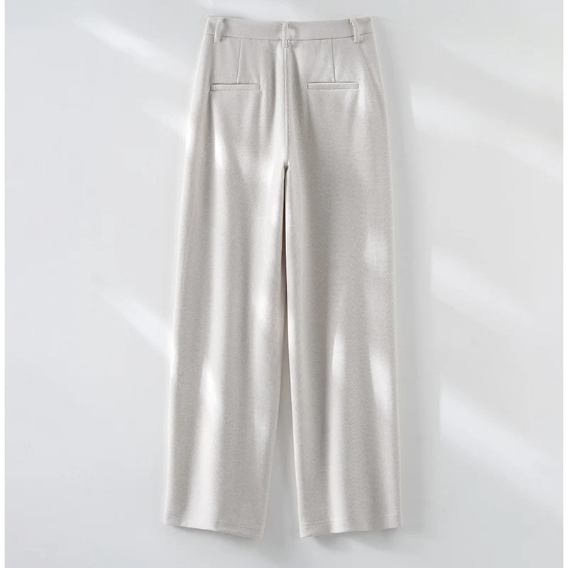 Damen High-Waist-Hose mit Bügelfalte und geradem Bein Drune