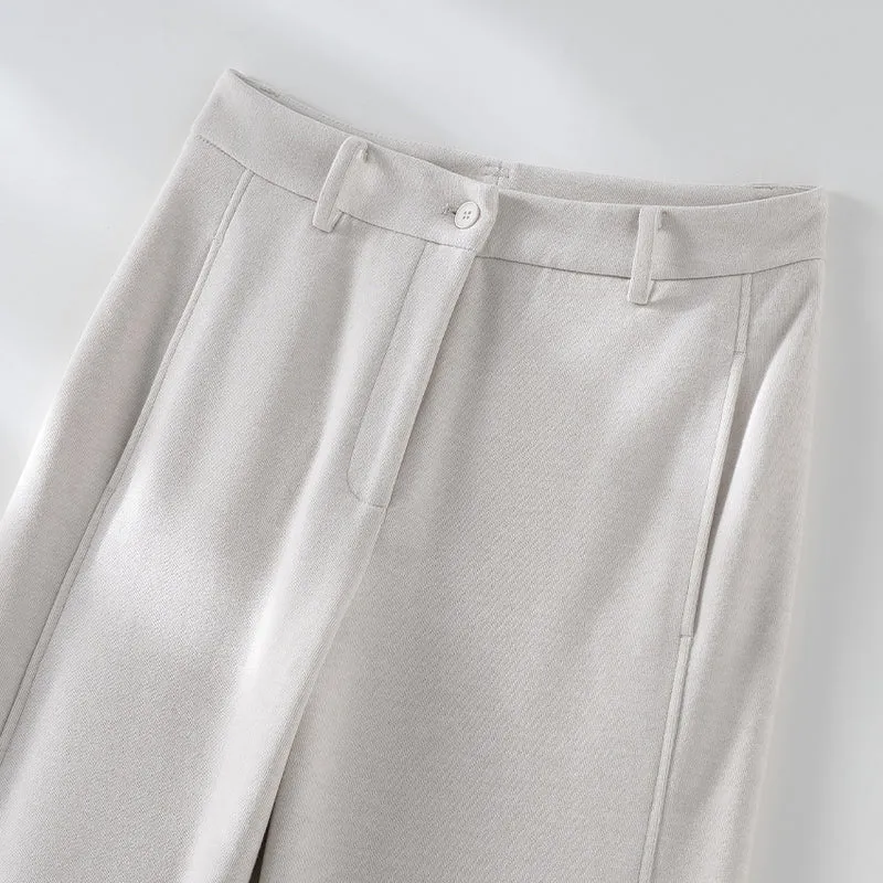 Damen High-Waist-Hose mit Bügelfalte und geradem Bein Drune