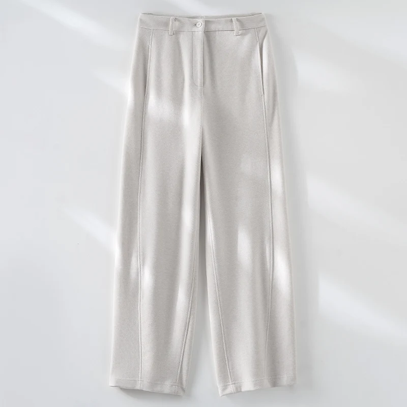 Damen High-Waist-Hose mit Bügelfalte und geradem Bein Drune