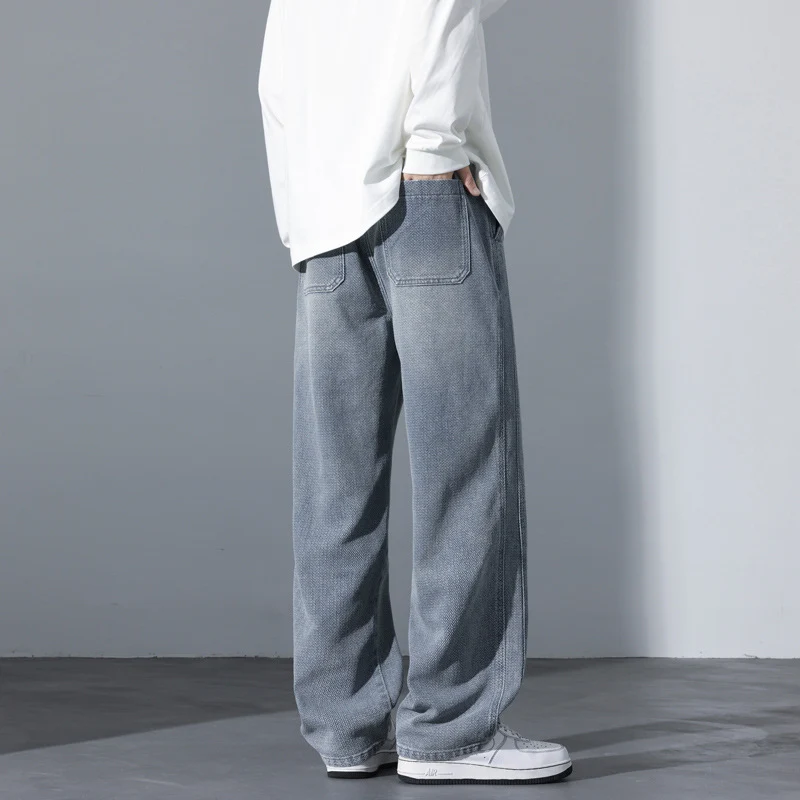 Herren Weite Vintage-Denim-Freizeithose mit Tunnelzug und relaxed Fit Drune