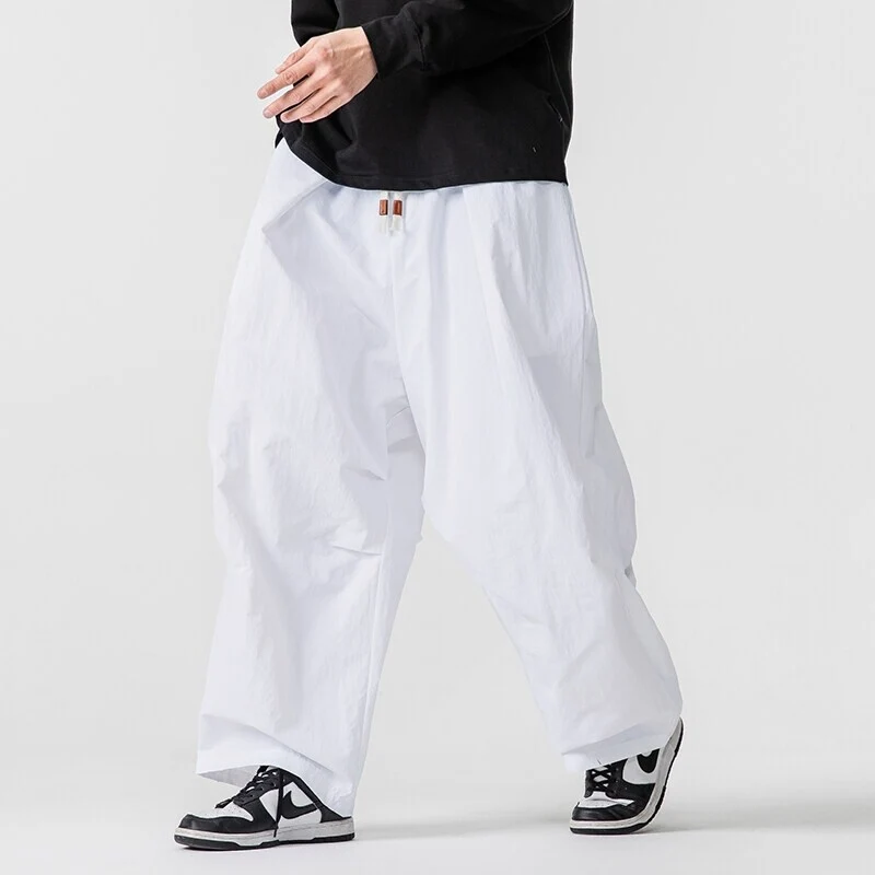 Herren Weite Utility-Loungehose mit überlappenden Falten und Kordelzugbund Drune