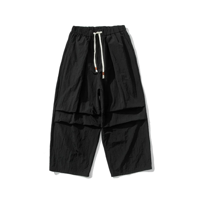 Herren Weite Utility-Loungehose mit überlappenden Falten und Kordelzugbund Drune
