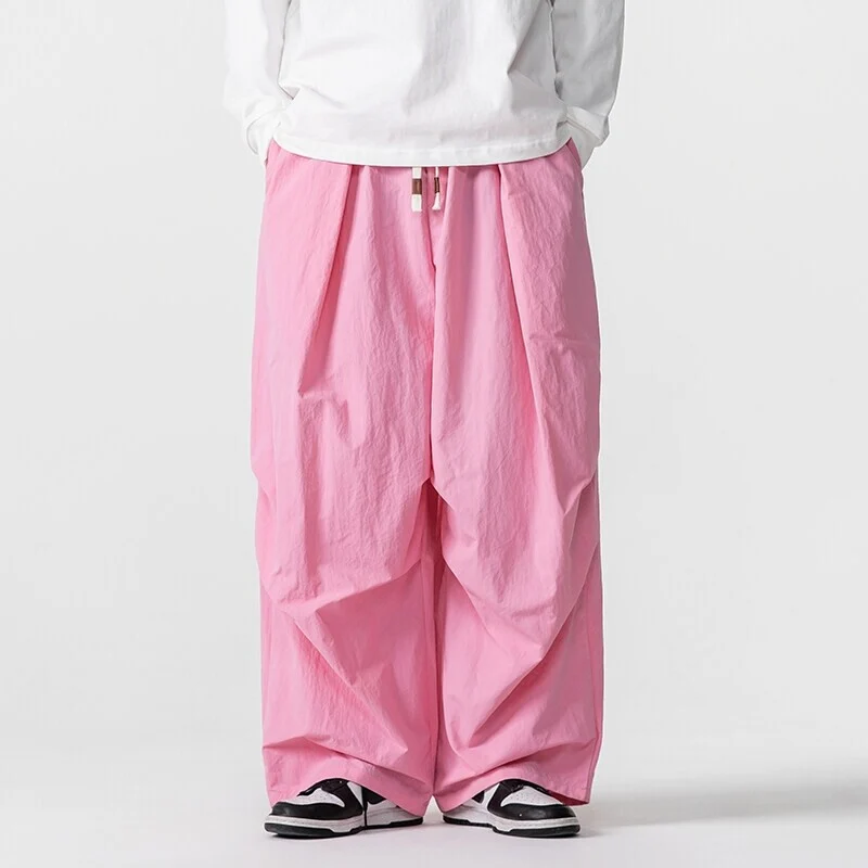 Herren Weite Utility-Loungehose mit überlappenden Falten und Kordelzugbund Drune