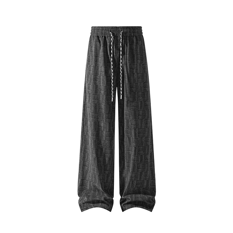 Herren Weite texturierte Loungehose mit Kordelzug und elastischem Bund Drune