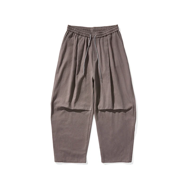 Herren Weite Relaxed-Fit Stoffhose mit Tunnelzug und Bundfalten Drune