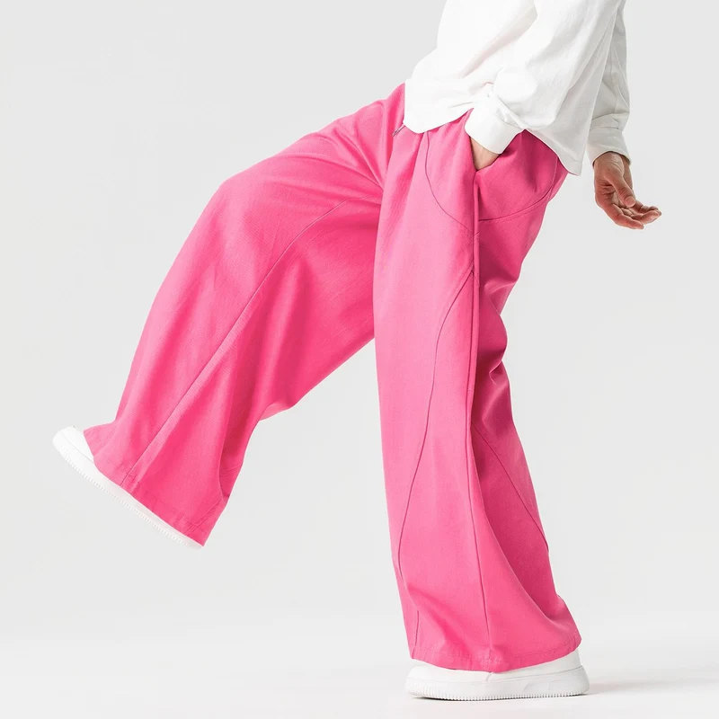 Herren Weite Lounge‑Hose im Palazzo‑Cut aus Baumwollmix mit Tunnelzug und Eingrifftaschen Drune