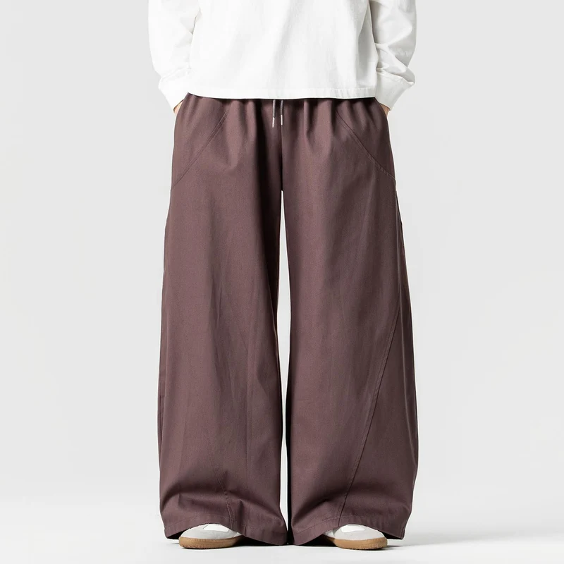 Herren Weite Lounge‑Hose im Palazzo‑Cut aus Baumwollmix mit Tunnelzug und Eingrifftaschen Drune