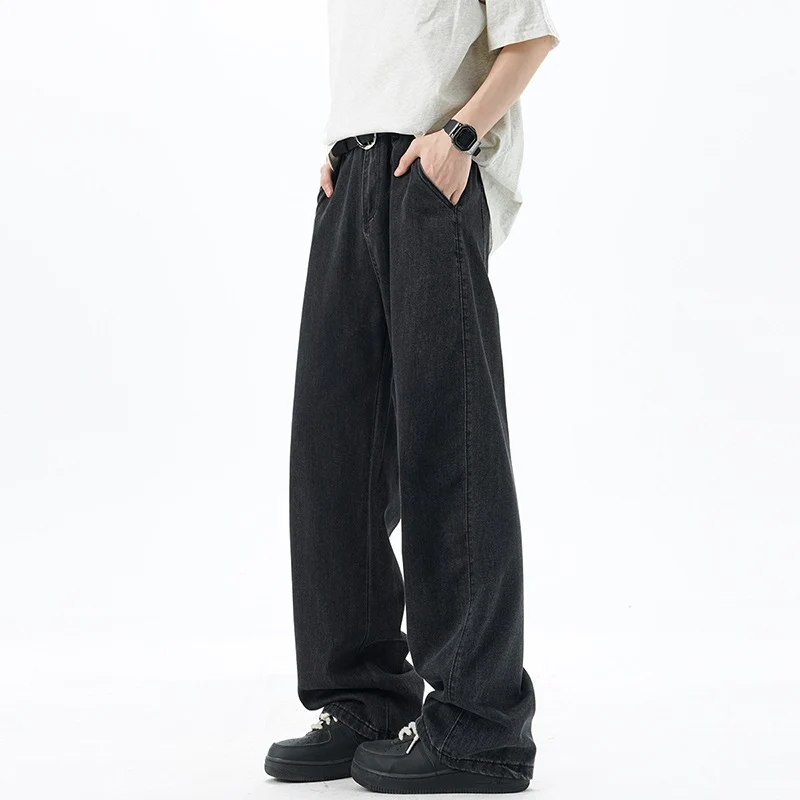 Herren Weite Denim-Jeans mit Vintage-Waschung und tiefem Schritt Drune