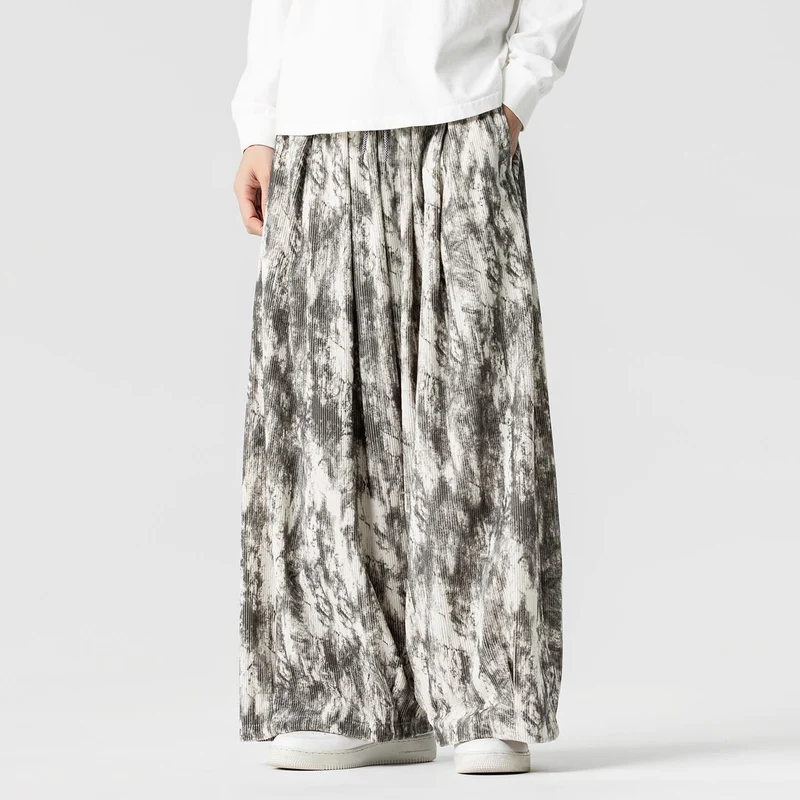 Herren Weite Cord-Loungehose mit Kellerfalten, elastischem Bund und Ballonbeinschnitt Drune