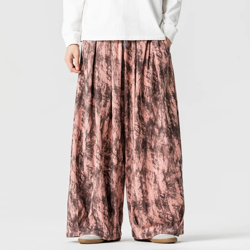Herren Weite Cord-Loungehose mit Kellerfalten, elastischem Bund und Ballonbeinschnitt Drune