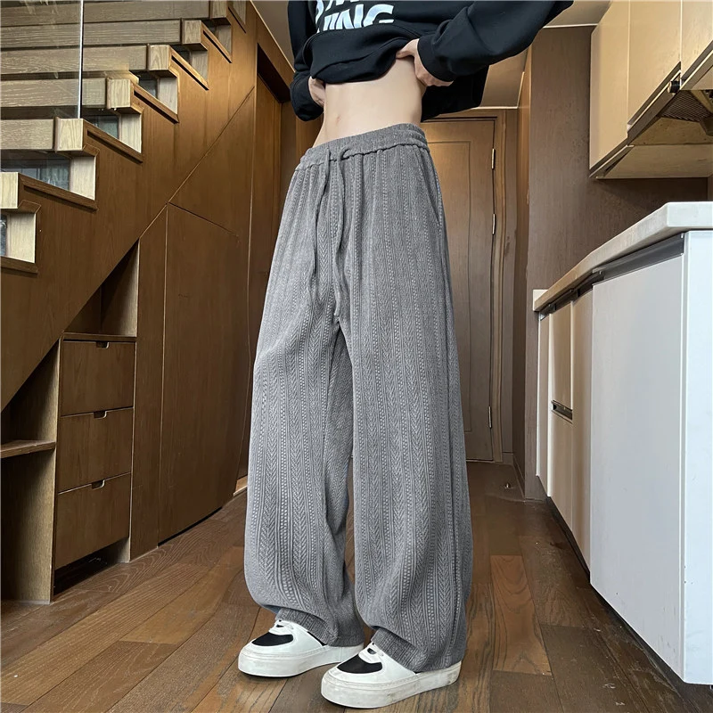 Herren Weit geschnittene Strickhose im Zopfstrick-Lounge-Style Drune