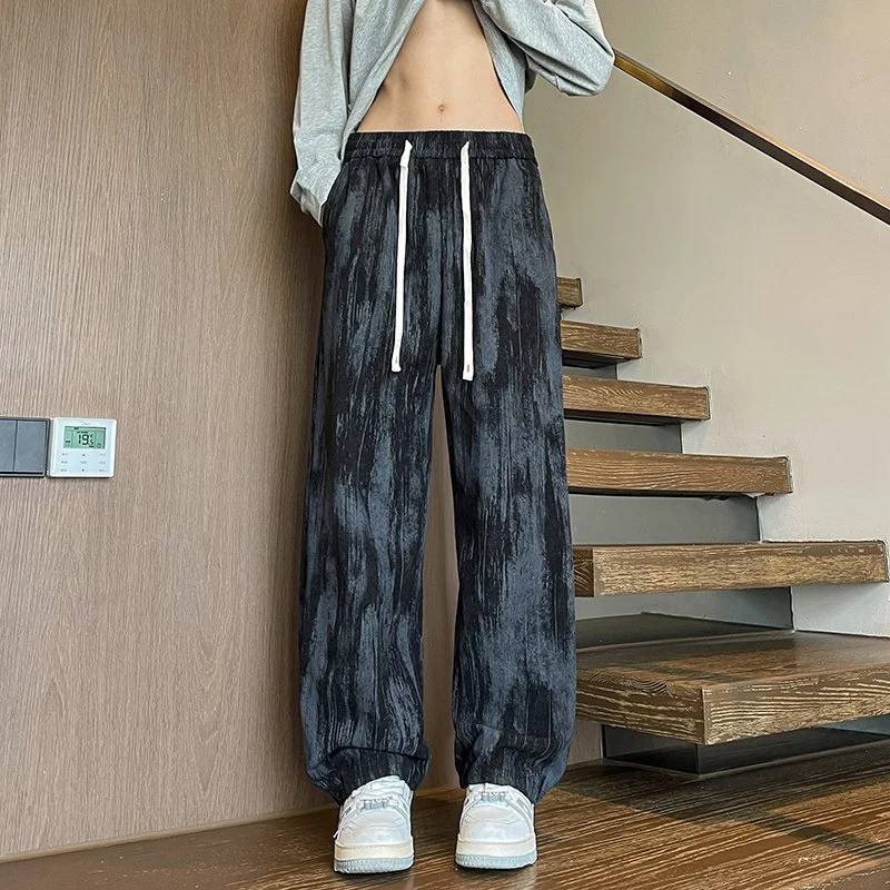 Herren Weit geschnittene Loungehose mit Marmorprint aus strukturiertem Jersey Drune