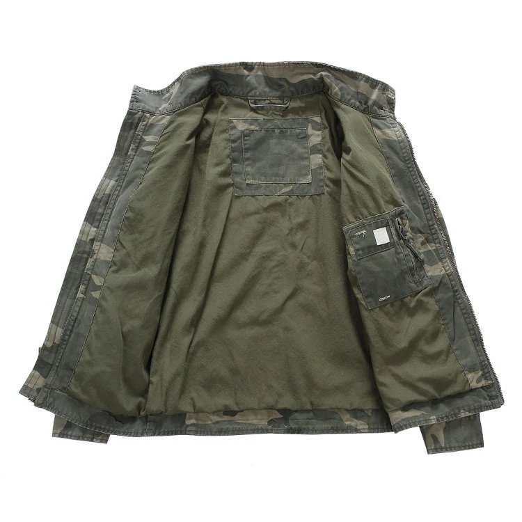 Herren leichte Baumwoll-Twill Feldjacke mit Stehkragen und Reißverschluss Drune