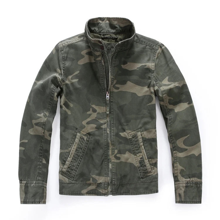 Herren leichte Baumwoll-Twill Feldjacke mit Stehkragen und Reißverschluss Drune