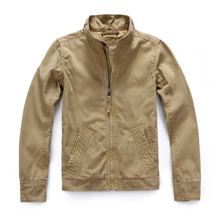 Herren leichte Baumwoll-Twill Feldjacke mit Stehkragen und Reißverschluss Drune