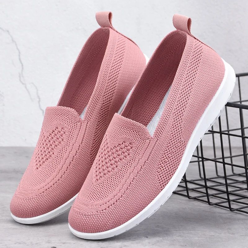 Damen nan ultraleichter gestrickter Slip-On-Loafer mit nahtlosem Sockenschaft, elastischem Einstieg und stoßdämpfender EVA-Laufsohle Drune