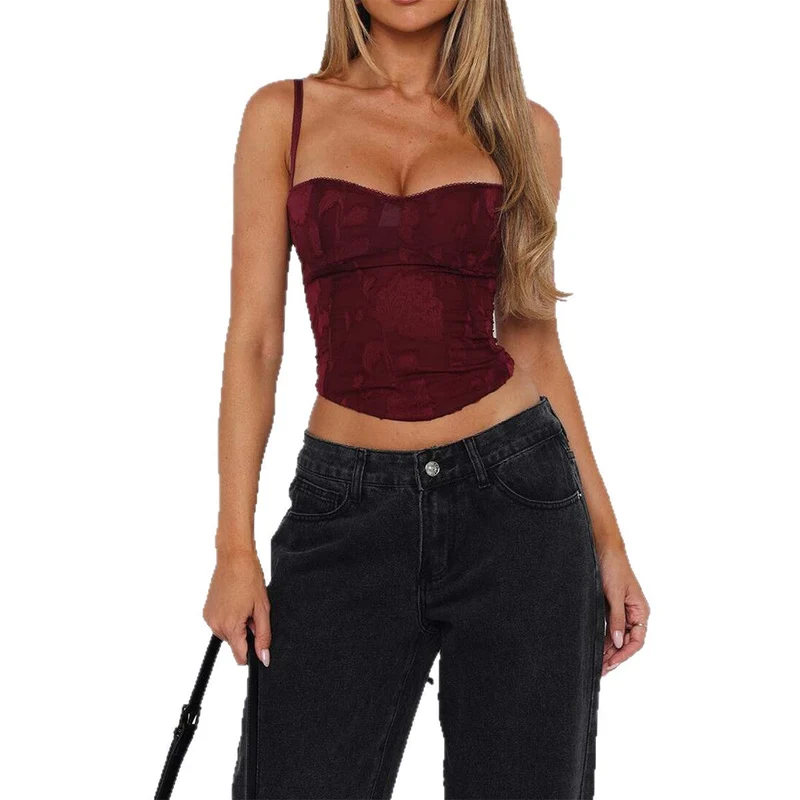 Damen Korsett-Top mit floralem Muster und figurbetontem Schnitt Drune