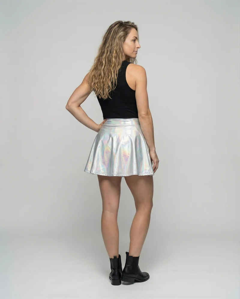 Damen holografischer Vinyl-Minirock