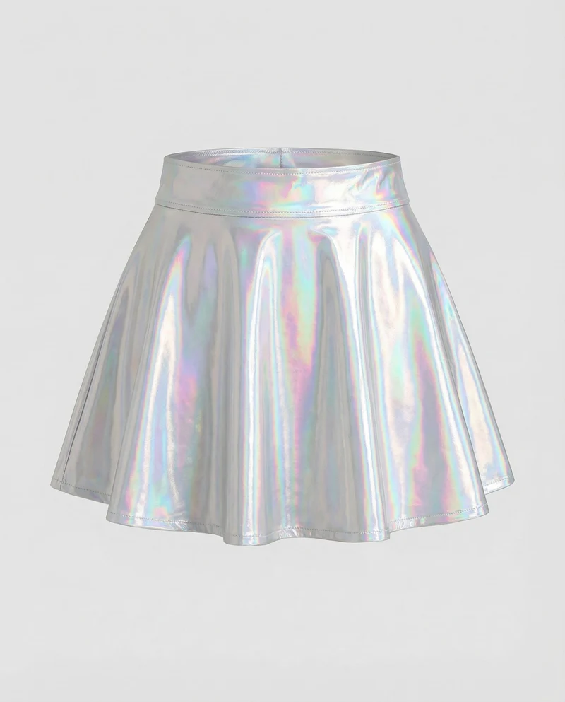 Damen holografischer Vinyl-Minirock