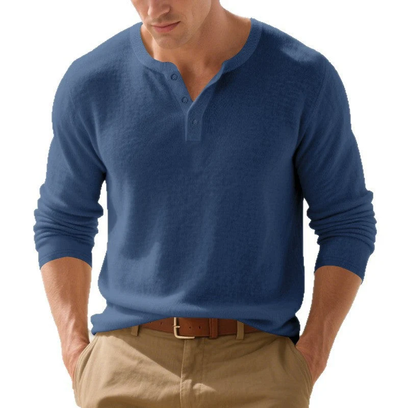Herren Langarmshirt mit Knopfleiste Drune