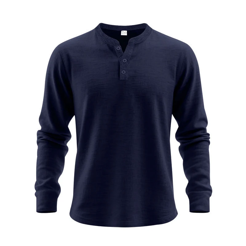 Herren Langarmshirt mit Knopfleiste Drune
