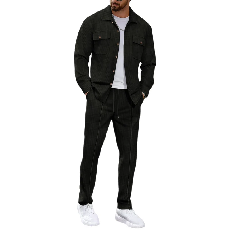 Herren modisches Freizeitanzug mit strukturierter Jacke und bequemer Hose Drune