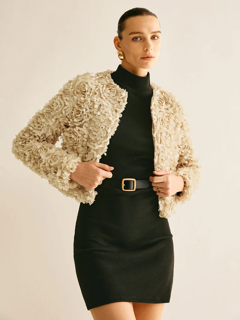 Drune | Beiger Rundhals-Blazer für Frauen