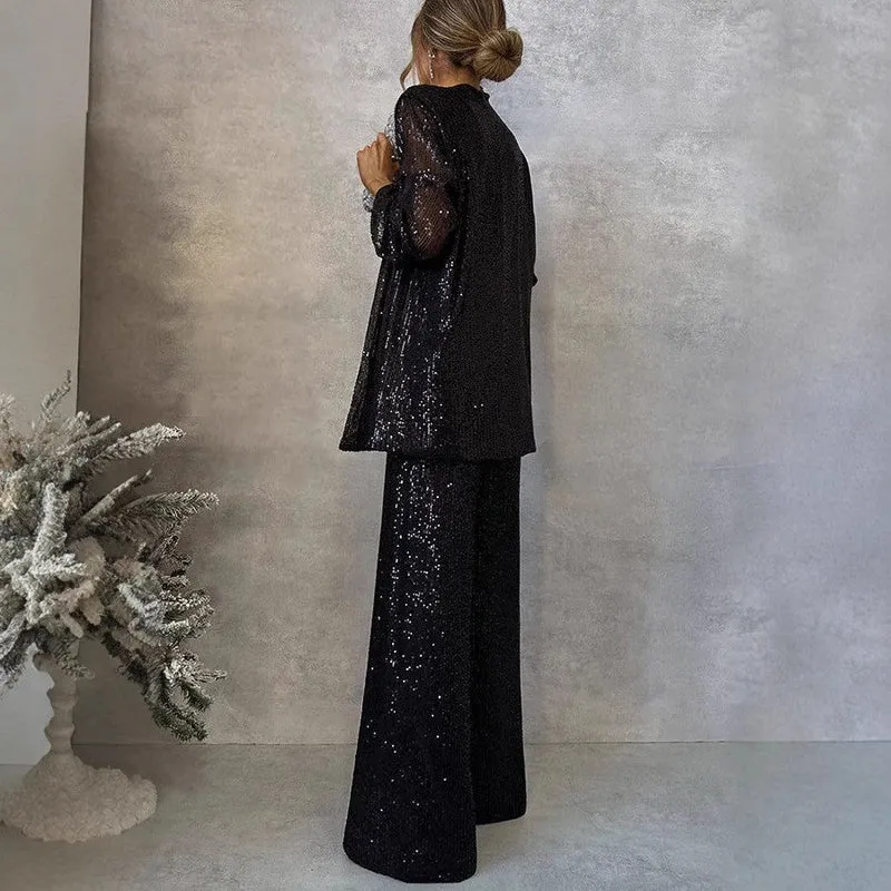 Drune | Trendiges Design High-Waist-Paillettenanzug