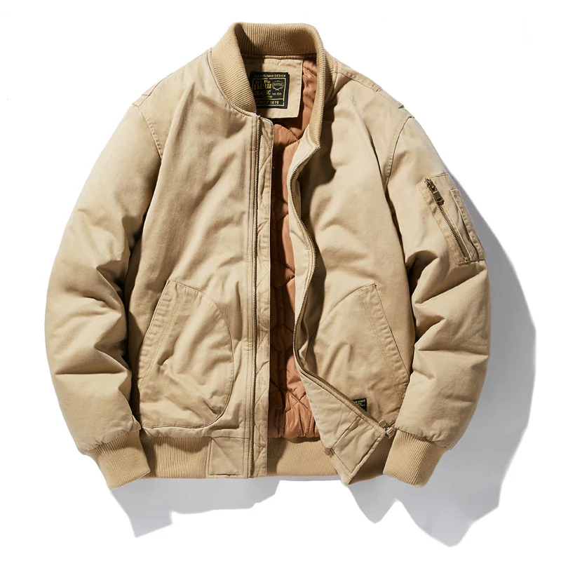 Herren Baumwoll-Twill gepolsterte Aviator Bomber mit gestepptem Innenfutter und Ärmeltasche mit Reißverschluss Drune