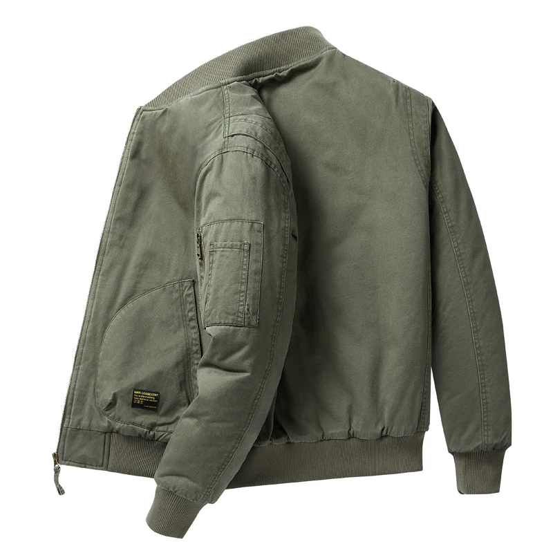 Herren Baumwoll-Twill gepolsterte Aviator Bomber mit gestepptem Innenfutter und Ärmeltasche mit Reißverschluss Drune