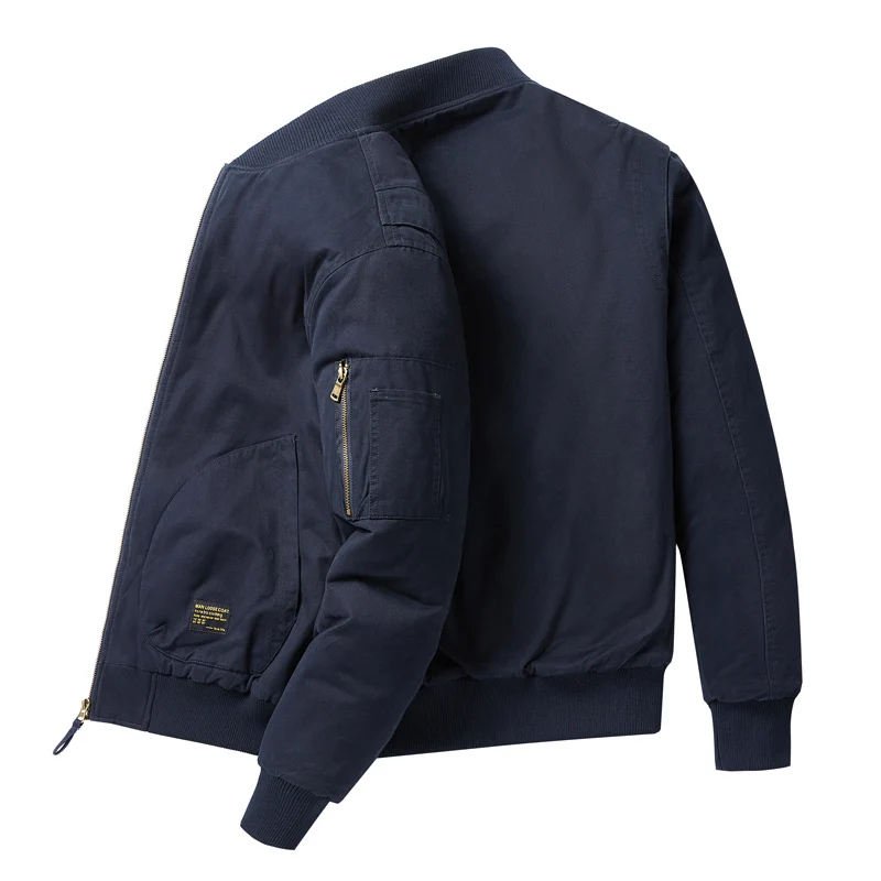 Herren Baumwoll-Twill gepolsterte Aviator Bomber mit gestepptem Innenfutter und Ärmeltasche mit Reißverschluss Drune