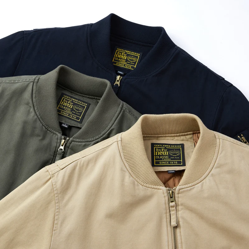Herren Baumwoll-Twill gepolsterte Aviator Bomber mit gestepptem Innenfutter und Ärmeltasche mit Reißverschluss Drune