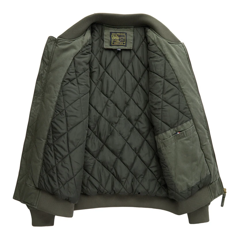 Herren Baumwoll-Twill gepolsterte Aviator Bomber mit gestepptem Innenfutter und Ärmeltasche mit Reißverschluss Drune