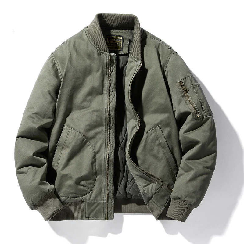 Herren Baumwoll-Twill gepolsterte Aviator Bomber mit gestepptem Innenfutter und Ärmeltasche mit Reißverschluss Drune