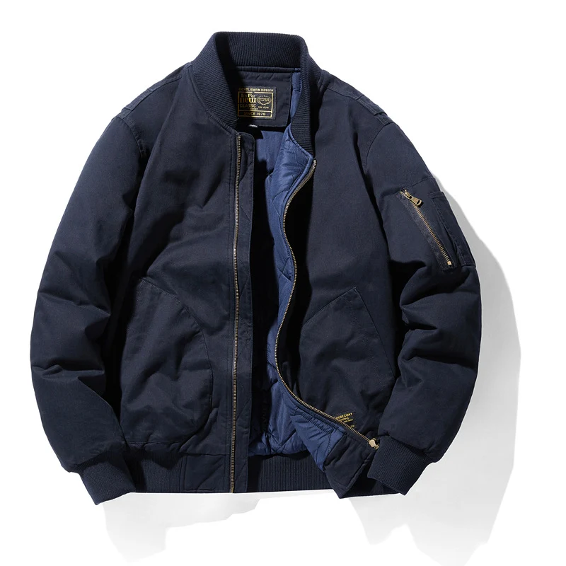 Herren Baumwoll-Twill gepolsterte Aviator Bomber mit gestepptem Innenfutter und Ärmeltasche mit Reißverschluss Drune
