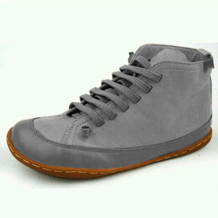 Damen Schnürstiefel mit modischer Textil-Oberfläche und rutschfester Sohle Drune