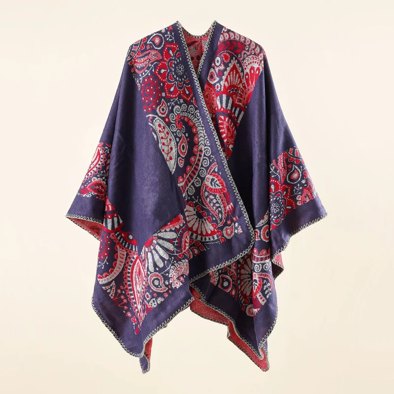 Damen Jacquard-Überwurf mit Paisley-Muster und offenem Kimono-Fall Drune
