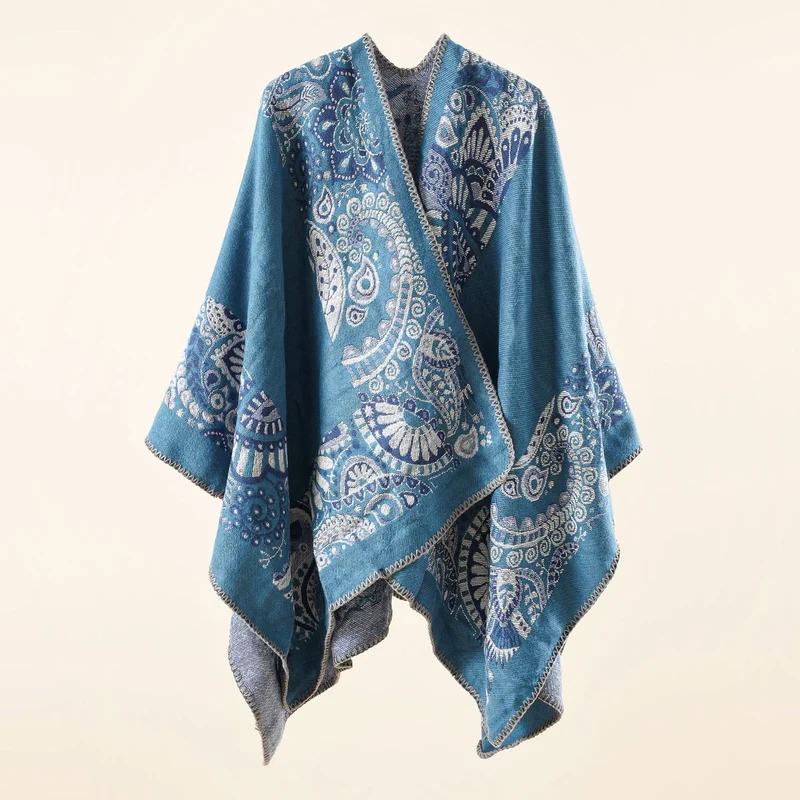 Damen Jacquard-Überwurf mit Paisley-Muster und offenem Kimono-Fall Drune