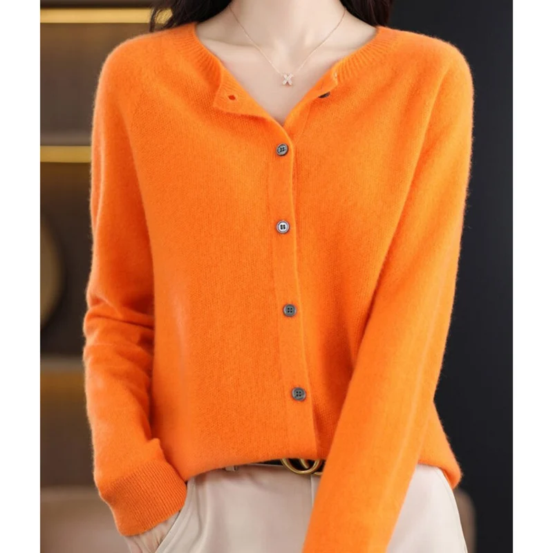Drune | Damen-Strickjacke mit O-Ausschnitt Aus 100 % Reiner Merinowolle, Kaschmirpullover