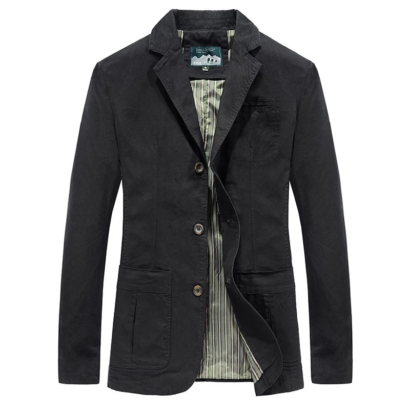 Herren Baumwoll-Canvas Sakko im Casual-Field-Stil mit gestreiftem Innenfutter und aufgesetzten Taschen Drune
