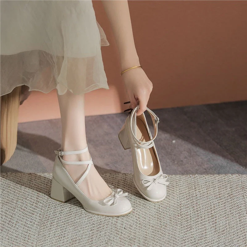 Damen elegante Ballerina-Pumps mit verstellbarem Fesselriemen und Schnürung Drune