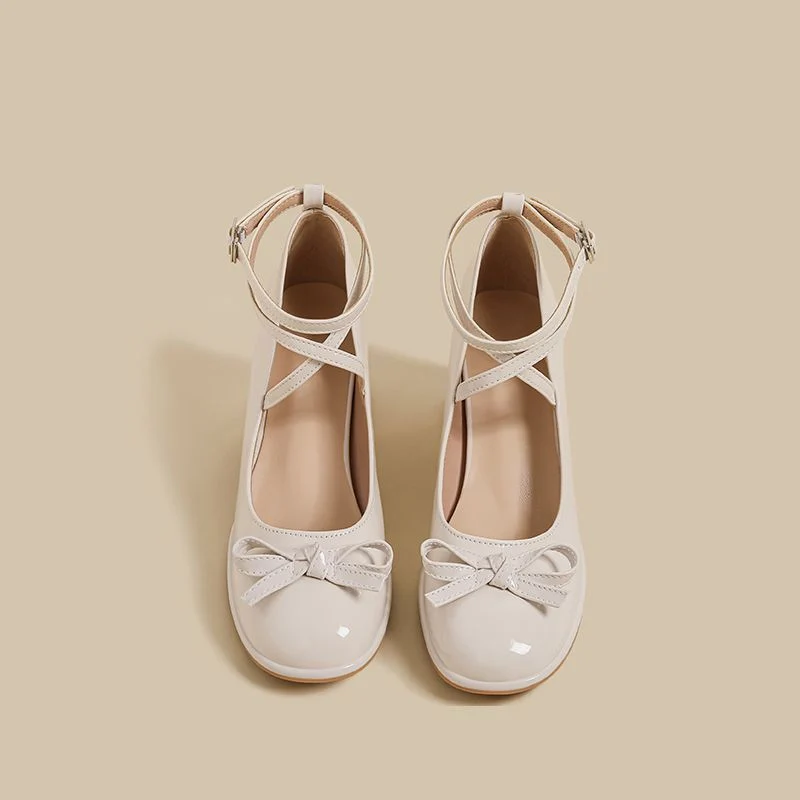 Damen elegante Ballerina-Pumps mit verstellbarem Fesselriemen und Schnürung Drune