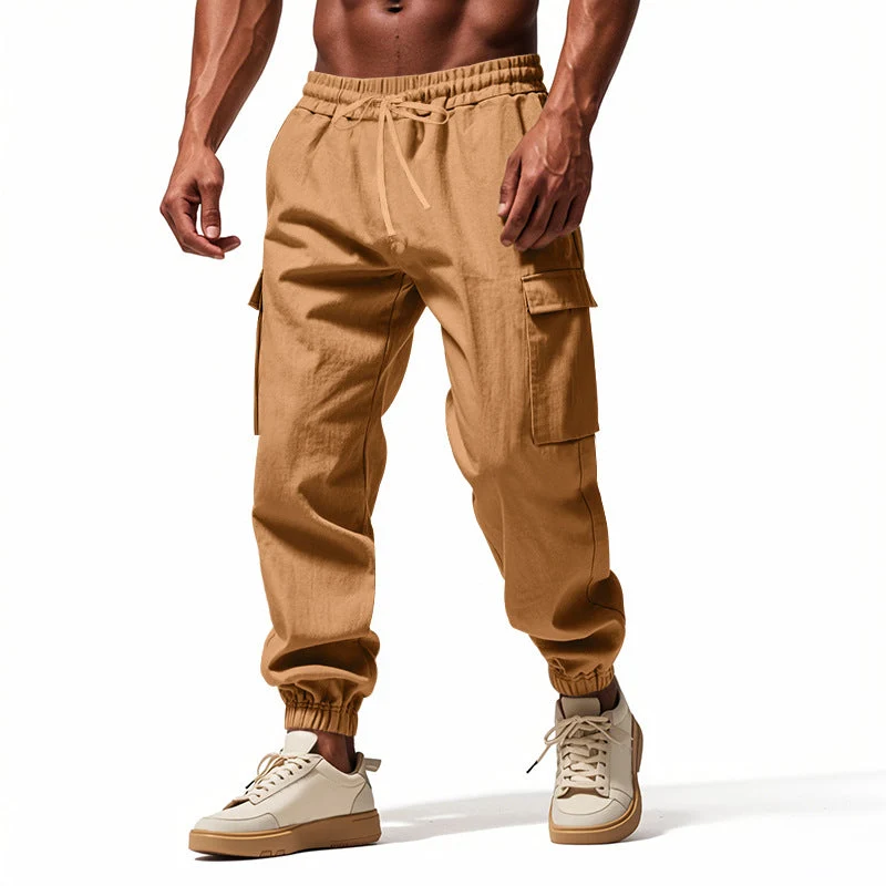 Herren lässige Cargo-Hose mit elastischem Bund und praktischen Seiten- und Oberschenkeltaschen Drune