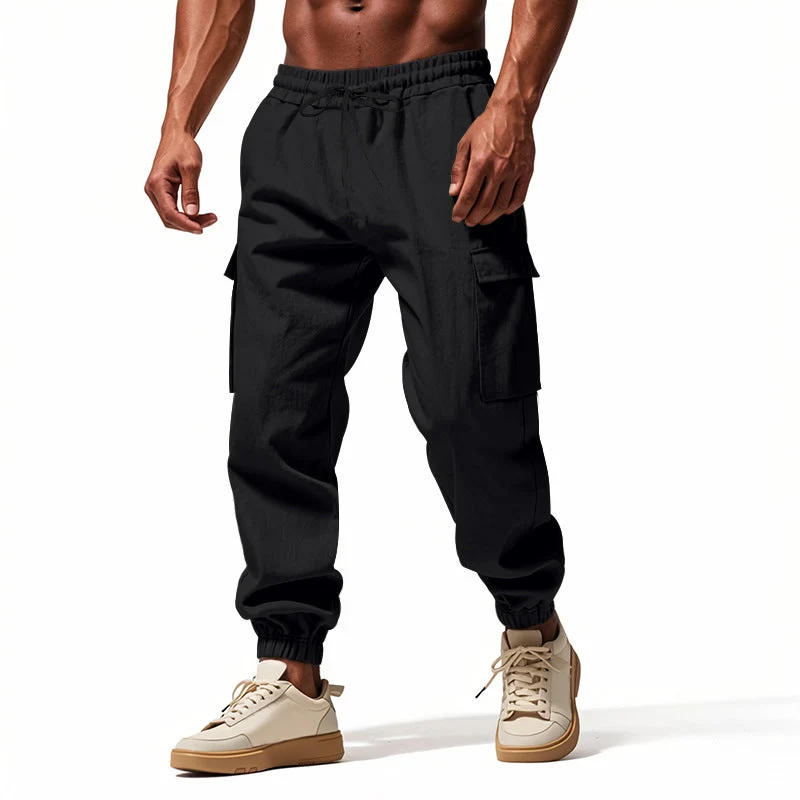 Herren lässige Cargo-Hose mit elastischem Bund und praktischen Seiten- und Oberschenkeltaschen Drune