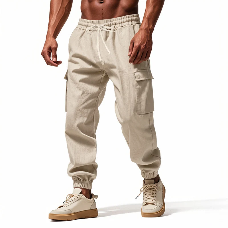 Herren lässige Cargo-Hose mit elastischem Bund und praktischen Seiten- und Oberschenkeltaschen Drune