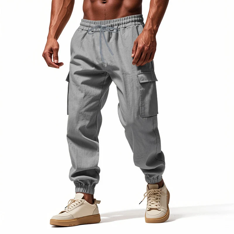 Herren lässige Cargo-Hose mit elastischem Bund und praktischen Seiten- und Oberschenkeltaschen Drune